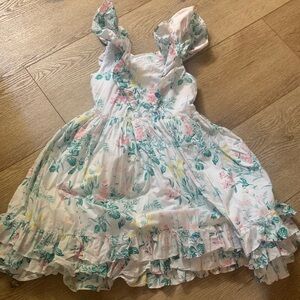Janie and Jack Floral Ruffle Dress - White and Pink